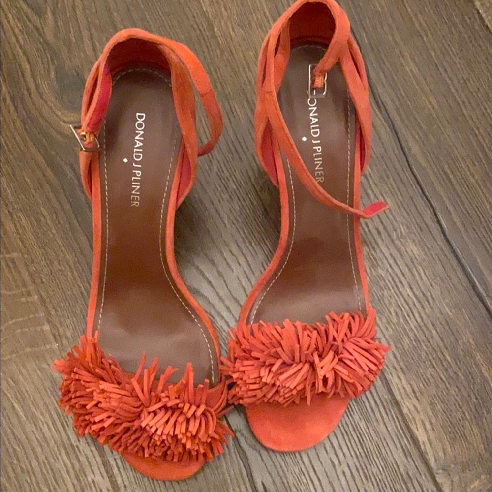 Coral suede heel sandals